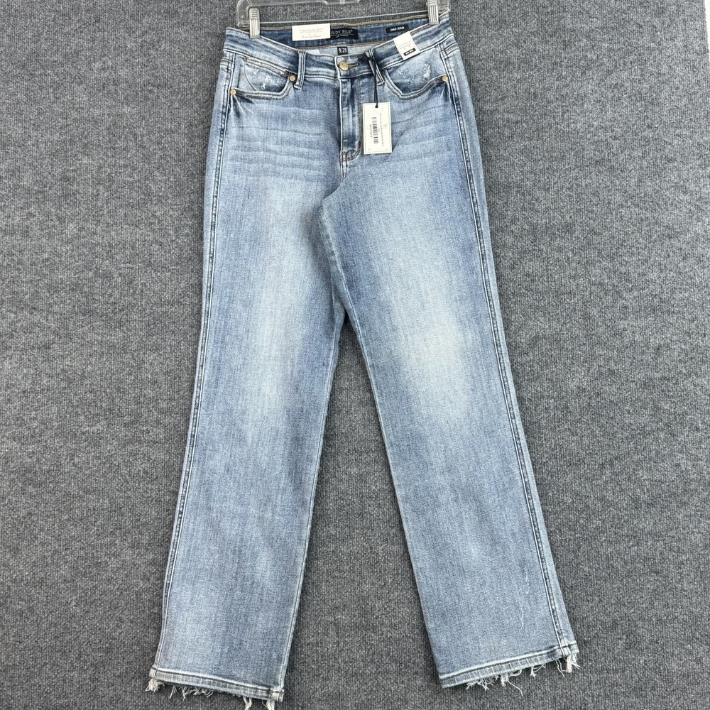 Judy Blue Dad Jeans Womens 9/29 Light Wash Mid Rise Raw Hem Denim Fit NWT